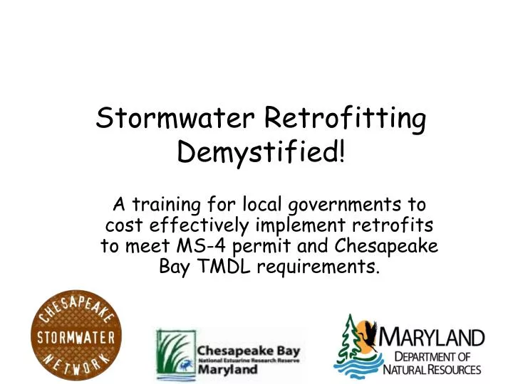 stormwater retrofitting demystified
