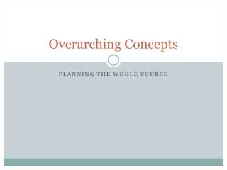 Overarching Concepts