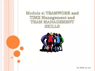 Module 4: TEAMWORK and TIME Management and TEAM MANAGEMENT SKILLS