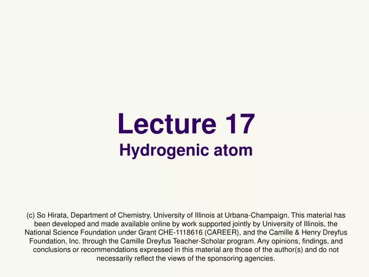 lecture 17 hydrogenic atom