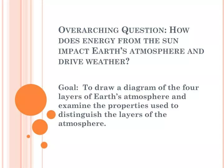 overarching question how does energy from the sun impact earth s atmosphere and drive weather