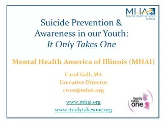 Mental Health America of Illinois (MHAI) Carol Gall, MA Executive Director cwoz@mhai.org