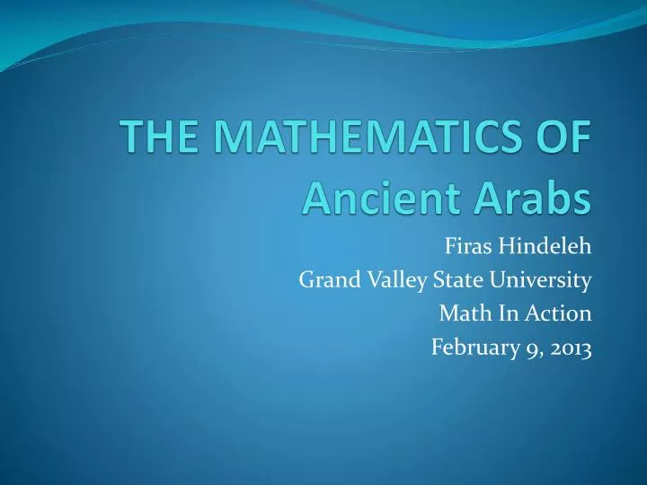 the mathematics of ancient arabs