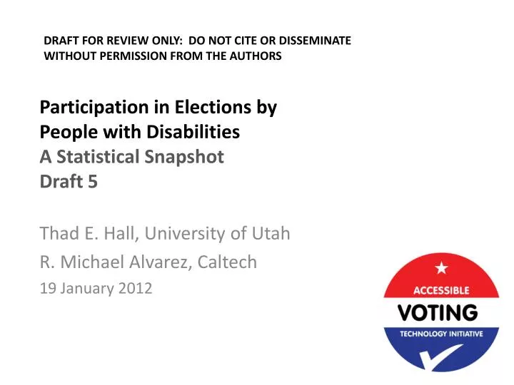 participation in elections by people with disabilities a statistical snapshot draft 5