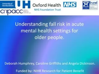 Understanding fall risk in acute mental health settings for older people.