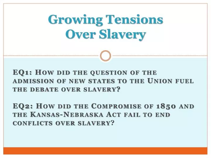 growing tensions over slavery