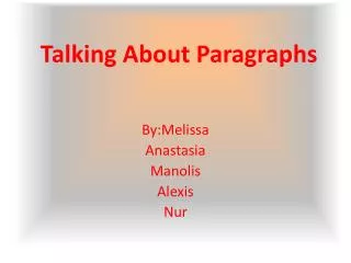 Talking About Paragraphs