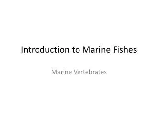 Introduction to Marine Fishes