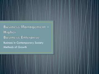 business management higher business enterprise