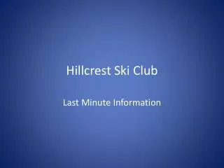Hillcrest Ski Club