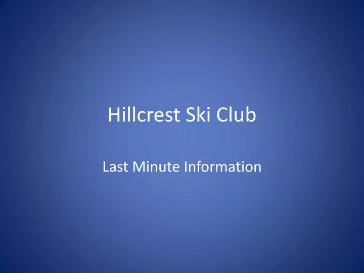 hillcrest ski club