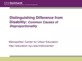 Distinguishing Difference from Disability: Common Causes of Disproportionality