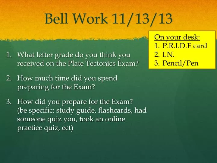 bell work 11 13 13