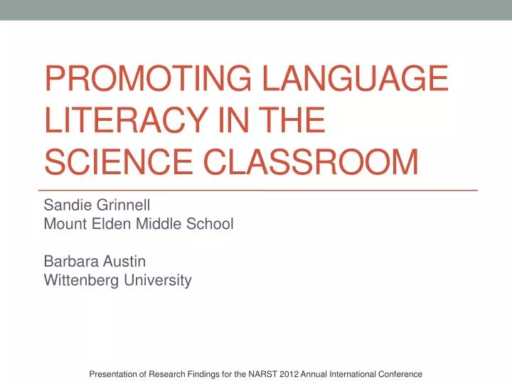 promoting language literacy in the science classroom