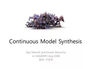 Continuous Model Synthesis