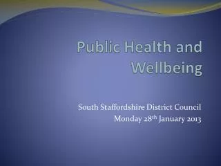 public health and wellbeing
