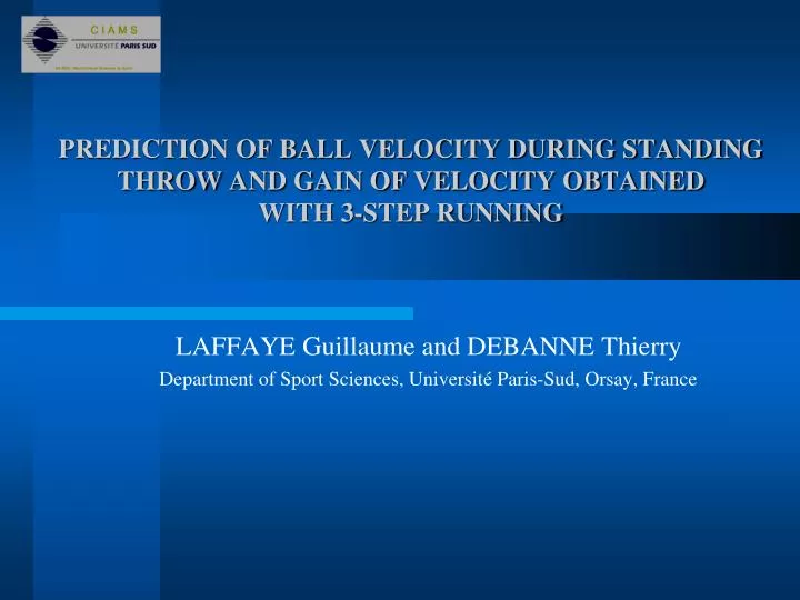 prediction of ball velocity during standing throw and gain of velocity obtained with 3 step running