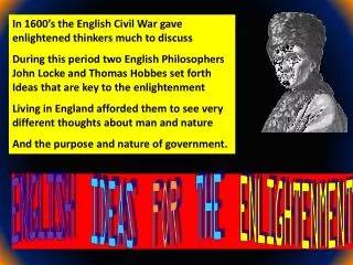 ENGLISH IDEAS FOR THE ENLIGHTENMENT