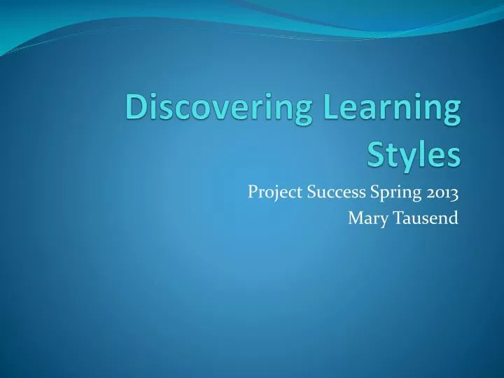 discovering learning styles