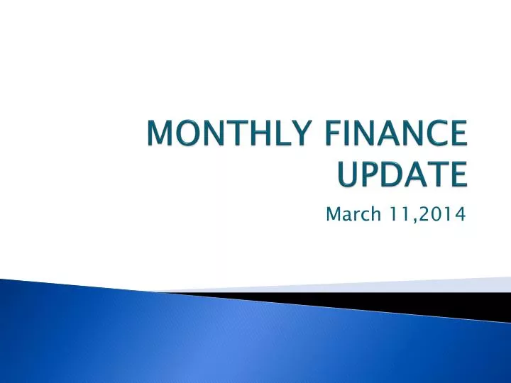 monthly finance update