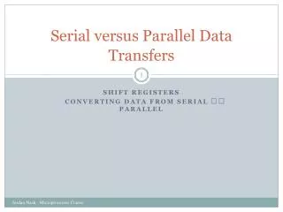 Serial versus Parallel Data Transfers