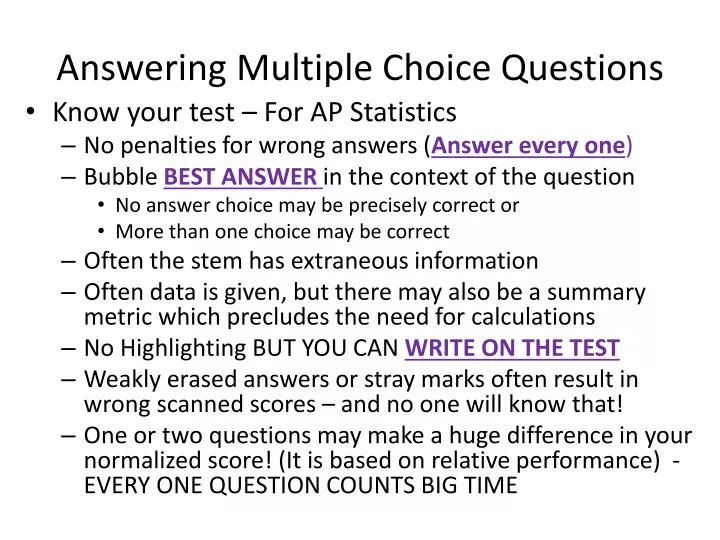 answering multiple choice questions