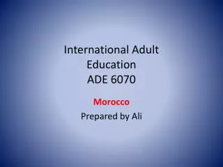 International Adult Education ADE 6070