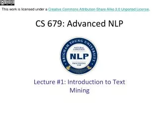 CS 679: Advanced NLP