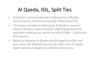 Al Qaeda, ISIL, Split Ties