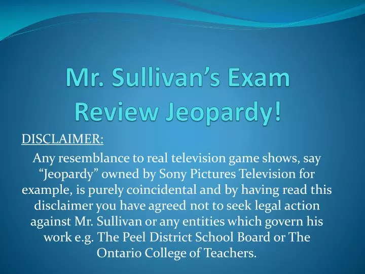 mr sullivan s exam review jeopardy