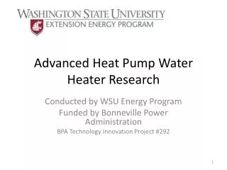 Advanced Heat Pump Water Heater Research
