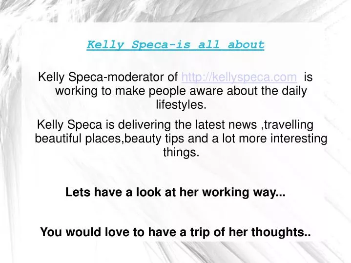 kelly speca is all about