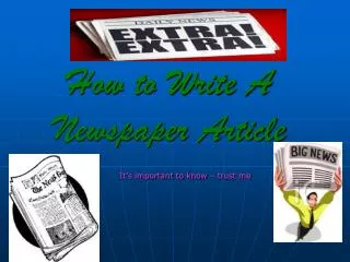 How to Write A Newspaper Article