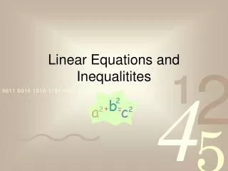 Linear Equations and Inequalitites