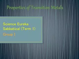 Properties of Transition Metals