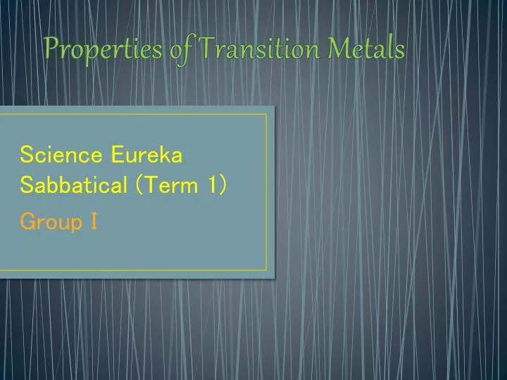 properties of transition metals