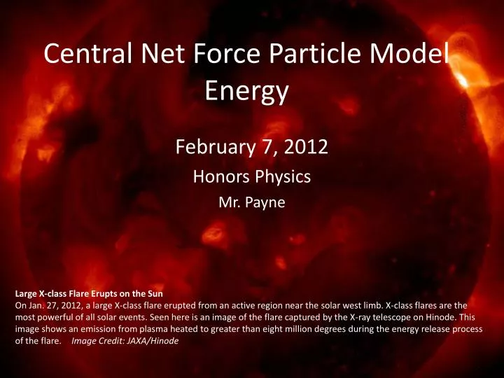 central net force particle model energy