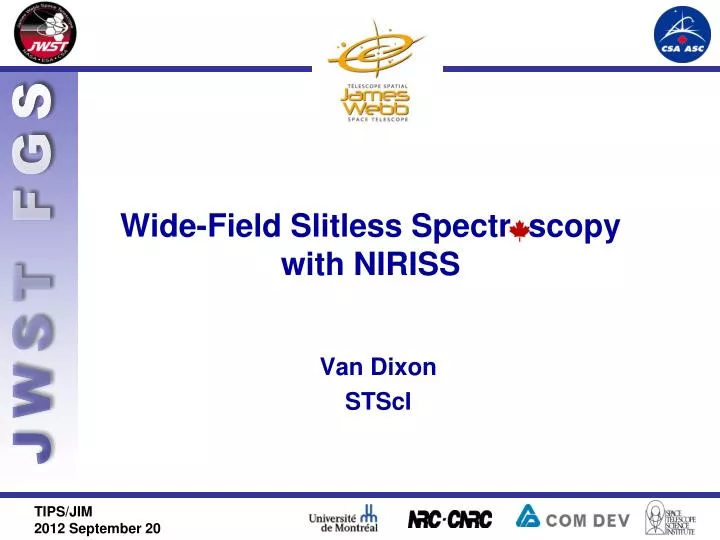wide field slitless spectr scopy with niriss