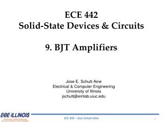ECE 442 Solid-State Devices &amp; Circuits 9. BJT Amplifiers