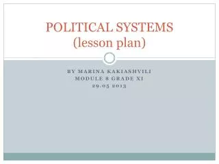 POLITICAL SYSTEMS (lesson plan)