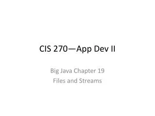 CIS 270—App Dev II