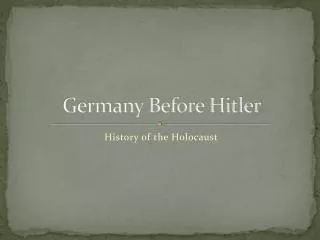 Germany Before Hitler