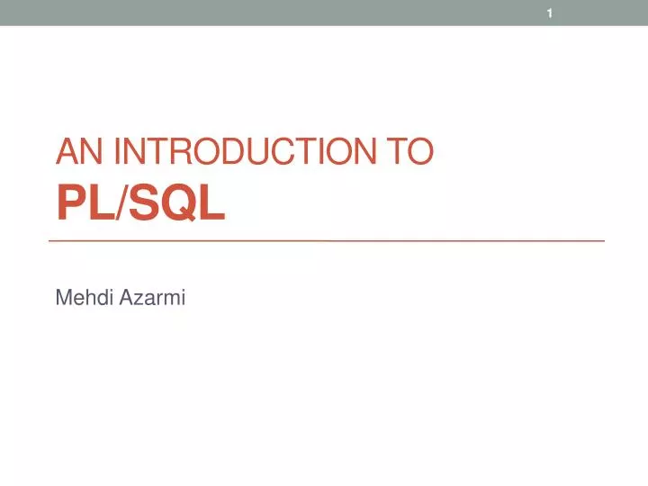 an introduction to pl sql