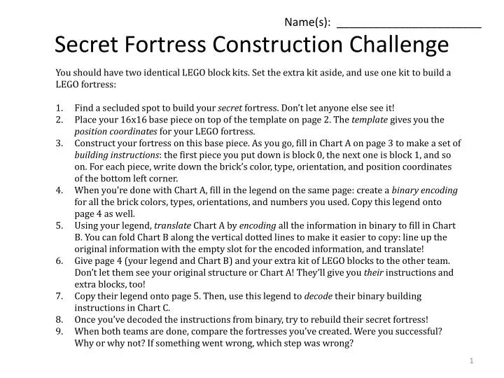 secret fortress construction challenge