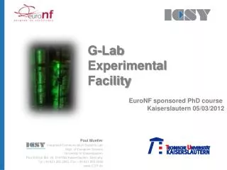G-Lab Experimental Facility EuroNF sponsored PhD course Kaiserslautern 05/03/2012