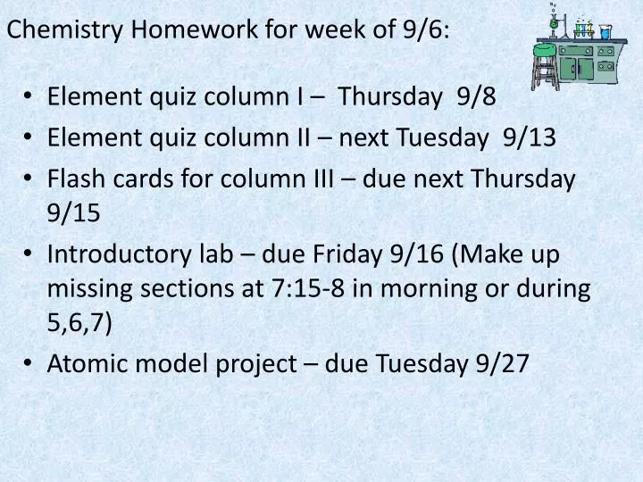 chemistry homework for week of 9 6