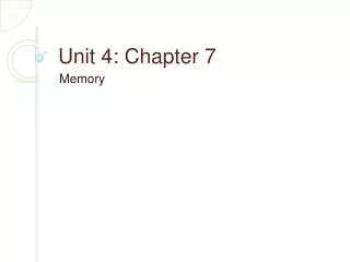 Unit 4: Chapter 7