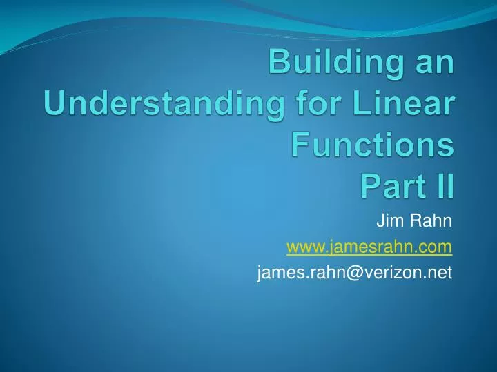 building an understanding for linear functions part ii