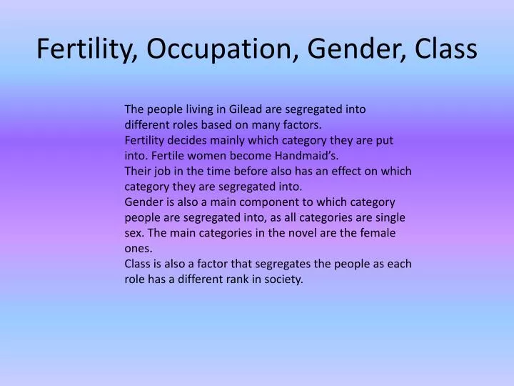 fertility occupation gender class