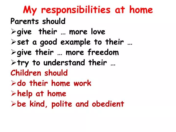 my responsibilities at home
